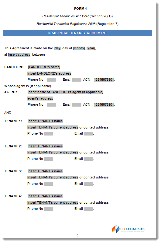 Residential Tenancy Agreement Victoria Word Doc